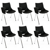 Pack of 6 Shell chairs with chrome structure, plastic shell and shovel arm (Different colors to choose from)